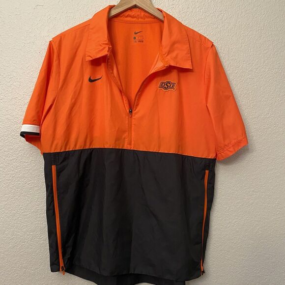 Mens L Nike OSU Short Sleeve Pullover Windbreaker Golf EUC - Picture 1 of 9